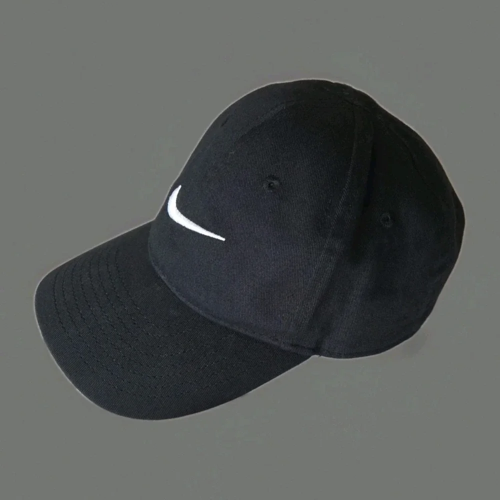 Boys Baseball Cap Nike Black Hat Kids Embroidered White Swoosh Adjustable 4-7